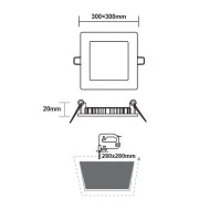 Φωτιστικό LED PANEL τετράγωνο λευκό 230VAC 23W με ψυχρό χρώμα φωτός 6500K 2120lm 300x300mm 