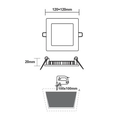 Φωτιστικό LED SLIM PANEL χωνευτό 6W ενδιάμεσο χρώμα φωτός 4000K 470lm με εξωτερική διάσταση 118x118mm Φωτιστικό LED SLIM PANEL χωνευτό 6W ενδιάμεσο χρώμα φωτός 4000K 470lm με εξωτερική διάσταση 118x118mm