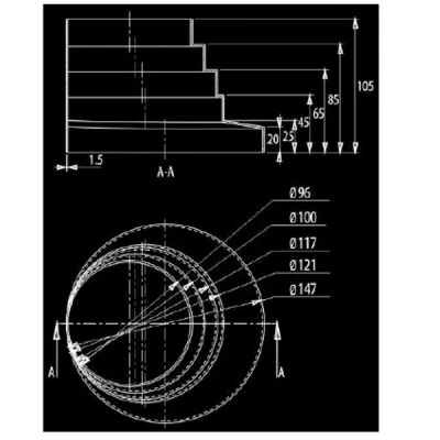 Αντάπτορας εξαερισμού D/REW από Φ95mm σε Φ100/117/121/147mm λευκός