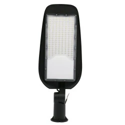 LED φωτιστικό δρόμου ανθρακί SMD 100W ψυχρό λευκό 5500K 10000lm IP65 με αντικεραυνική προστασία IK08 με σπαστό βραχίονα Φ60mm δέσμη 140°x85° 100-265VAC 562x215x98mm