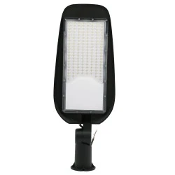 LED φωτιστικό δρόμου SMD 150W ψυχρό λευκό 5500K 15000lm IP65 με αντικεραυνική προστασία IK08 & σπαστό βραχίονα Φ60mm δέσμη 140°x85° 100-265VAC 627×234×98mm