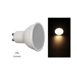 Λάμπα led SMD GU10 5W 230V δέσμης 105° θερμό φως 3000K ντιμαριζόμενη γυάλινη με κάλυμμα