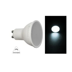 Λάμπα led SMD GU10 5W 230V δέσμης 105° ψυχρό φως 6200K λευκό ντιμαριζόμενη  γυάλινη με κάλυμμα