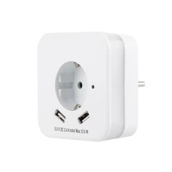 Λαμπάκι νυκτός και πρίζα λευκό 230V 16A 4000k με φωτοκύτταρο & USB 