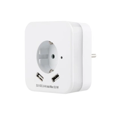 Λαμπάκι νυκτός και πρίζα λευκό 230V 16A 4000k με φωτοκύτταρο & USB 