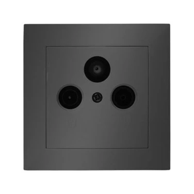 Πρίζα TV + FM + SAT ενδιάμεση ανθρακί χρώμα σειρά Κλειώ