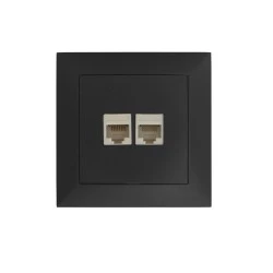 Πρίζα DATA RJ45 Cat.6 και τηλεφώνου RJ11 ανθρακί χρώμα 
