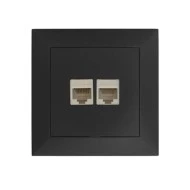Πρίζα DATA διπλή RJ45+RJ45 Cat.6 ανθρακί χρώμα σειρά Κλειώ
