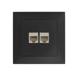 Πρίζα DATA διπλή RJ45+RJ45 Cat.6 ανθρακί χρώμα σειρά Κλειώ