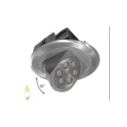 Σποτ Led χωνευτό κινητό 6x3W αλουμινίου σατινέ ψυχρό φως δέσμης 18° χωρίς τροφοδοτικό