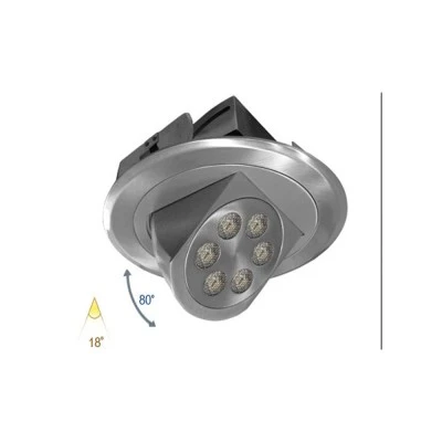 Σποτ Led χωνευτό κινητό 6x3W αλουμινίου σατινέ ψυχρό φως δέσμης 18° χωρίς τροφοδοτικό