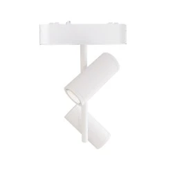 Διπλό μίνι σποτ ράγας ρυθμιζόμενο 2x8W 40VDC με δέσμη 24° θερμό φως 3000K ντιμαριζόμενο λευκό χρώμα από αλουμίνιο