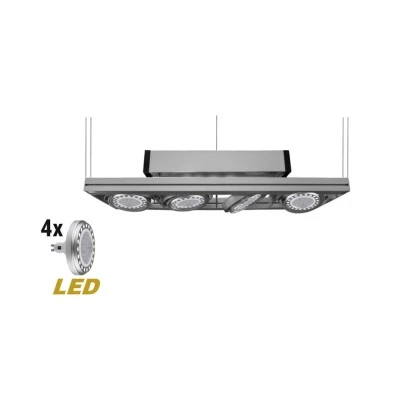 Φωτιστικό αναρτήσεως ντίζας GU10 LED 4X15W αλουμίνιο πλήρες με μετασχηματιστ΄ές και λάμπες γκρι χρώμα 