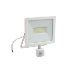 Προβολέας Led-smd 230V 50W με ανιχνευτή κίνησης ενδιάμεσο φως 4100K στεγανό IP65 λευκό χρώμα 