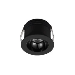 Led σποτ χωνευτό αλουμινίου COB 3W 230V Φ38mm δέσμη φωτός 50° θερμό φως 3000K μαύρο