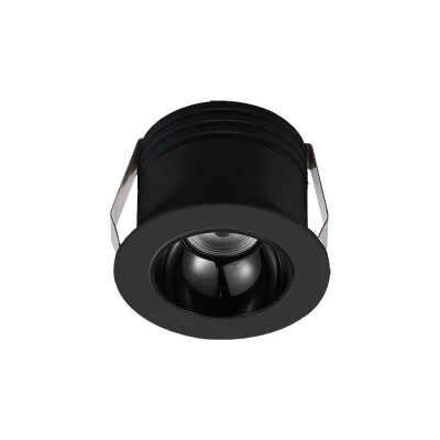 Led σποτ χωνευτό αλουμινίου COB 3W 230V Φ38mm δέσμη φωτός 50° ενδιάμεσο φως 4000K μαύρο 