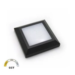 Επίτοιχο LED φωτιστικό τετράγωνο PC 125x125mm 4W με δυνατότητα επιλογής χρώματος φωτός CCT σε γραφίτη IP65 