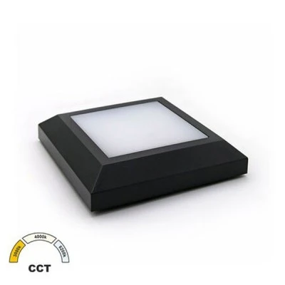 Επίτοιχο LED φωτιστικό τετράγωνο PC 125x125mm 4W με δυνατότητα επιλογής χρώματος φωτός CCT σε γραφίτη IP65 