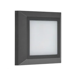 Επίτοιχο LED φωτιστικό τετράγωνο PC 125x125mm 4W με δυνατότητα επιλογής χρώματος φωτός CCT σε γραφίτη IP65 