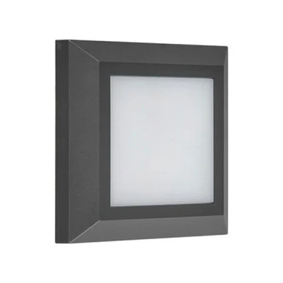 Επίτοιχο LED φωτιστικό τετράγωνο PC 125x125mm 4W με δυνατότητα επιλογής χρώματος φωτός CCT σε γραφίτη IP65 