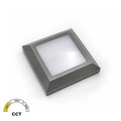 Led φωτιστικό επίτοιχο 4W γκρι χρώμα CCT σε τετράγωνο σχήμα πολυκαρμπονικό 125x125mm IP65 