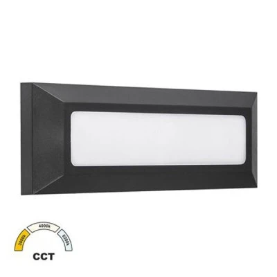 Ορθογώνιο επίτοιχο φωτιστικό διαδρόμου LED 4W CCT πολυκαρμπονικό σε χρώμα γραφίτη IP65 