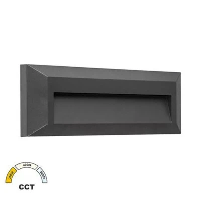 Επίτοιχο φωτιστικό led έμμεσου φωτισμού 2W CCT σε γραφίτη από πολυκαρμπονικό υλικό ορθογώνιο IP65