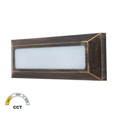 Φωτιστικό διαδρόμου LED επίτοιχο PC ορθογώνιο 4W 320lm CCT σε χρώμα ρουστίκ IP65 