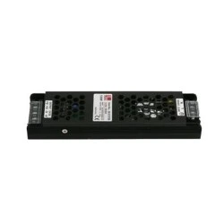 Τροφοδοτικό μίνι για ταινίες led 12VDC 150W σε μαύρο χρώμα από αλουμίνιο και προστασία από υπερφόρτωση