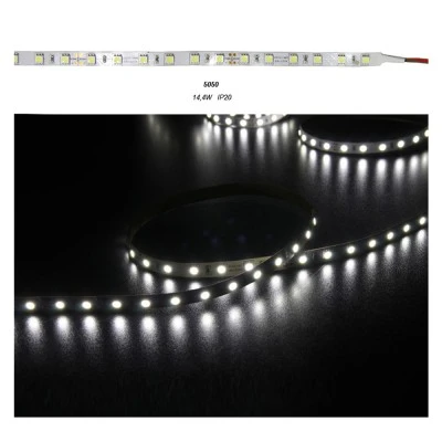 Led ταινία 5m super bright 24VDC 14,4W/m ψυχρό λευκό φως 6500K αυτοκόλλητη IP20 μη στεγανή 60LED5050/m