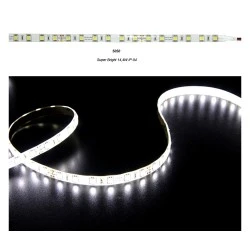 Led ταινία 5m super bright 24VDC 14,4W/m ψυχρό λευκό φως 6500K αυτοκόλλητη IP54 στεγανή 60LED5050/m