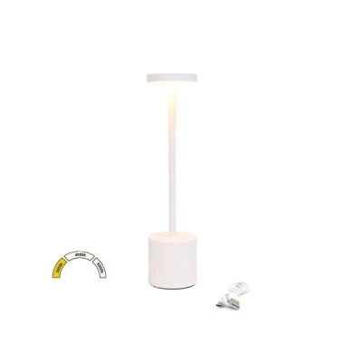 Led πορτατίφ επαναφορτιζόμενο 3W 200Lm IP44 CCT ντιμαριζόμενο USB-C λευκό με μεταλλική βάση 