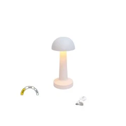 Led πορτατίφ επαναφορτιζόμενο 3W μανιτάρι CCT IP44 USB-C ντιμαριζόμενο λευκό 90x90x215mm