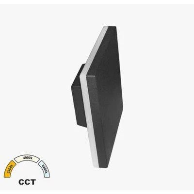Led απλίκα αλουμινίου έμμεσου φωτισμού 10W με ρυθμιζόμενο χρώμα φωτός CCT σε γραφίτη IP54