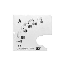 Πλάκα Ένδειξης Αμπερομέτρου 72x72mm – 1200/5A για Πίνακες & Πόρτες