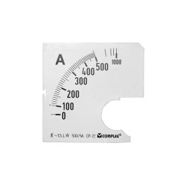 Πλάκα Ένδειξης Αμπερομέτρου 72x72mm – 500/5A για Πίνακες & Πόρτες