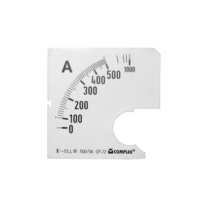 Πλάκα Ένδειξης Αμπερομέτρου 72x72mm – 500/5A για Πίνακες & Πόρτες