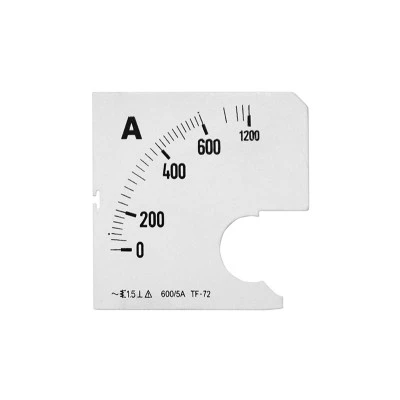 Πλάκα Ένδειξης Αμπερομέτρου 72x72mm – 600/5A για Πίνακες & Πόρτες