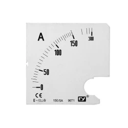 Πλάκα Ένδειξης Αμπερομέτρου 96x96mm – 150/5A για Πίνακες & Πόρτες