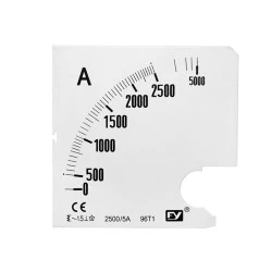 Πλάκα Ένδειξης Αμπερομέτρου 96x96mm – 2500/5A για Πίνακες & Πόρτες