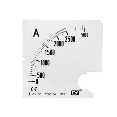 Πλάκα Ένδειξης Αμπερομέτρου 96x96mm – 2500/5A για Πίνακες & Πόρτες
