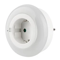 Λαμπάκι νυκτός και πρίζα λευκό 230V 16A με φωτοκύτταρο λευκό-μπλε-πράσινο φως 
