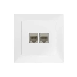 Πρίζα Data RJ45 Cat.6 + Τηλεφώνου RJ11 Πλήρης Λευκή