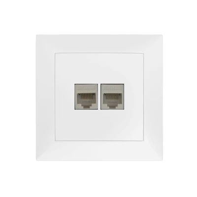 Πρίζα Data RJ45 Cat.6 + Τηλεφώνου RJ11 Πλήρης Λευκή