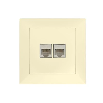 Πρίζα Data RJ45 Cat.6 + Τηλεφώνου RJ11 Πλήρης Μπεζ
