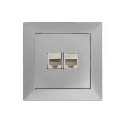Πρίζα Data RJ45 Cat.6 + Τηλεφώνου RJ11 Πλήρης Ασημί