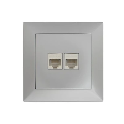 Πρίζα Data RJ45 Cat.6 + Τηλεφώνου RJ11 Πλήρης Ασημί