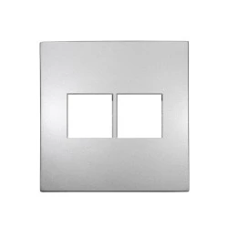 Πλακίδιο πρίζας DATA διπλή RJ45+RJ45 Cat.6 σε ασημί χρώμα