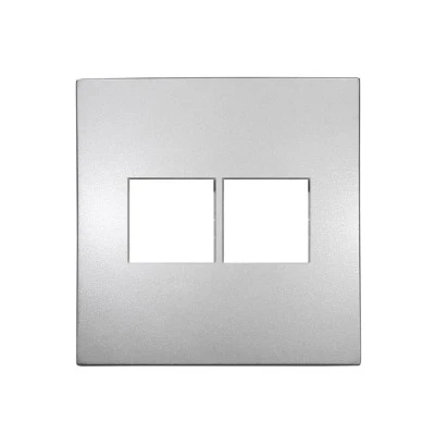 Πλακίδιο πρίζας DATA διπλή RJ45+RJ45 Cat.6 σε ασημί χρώμα Πλακίδιο πρίζας DATA διπλή RJ45+RJ45 Cat.6 σε ασημί χρώμα