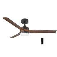 Ανεμιστήρας οροφής Φ132cm DC35W led ντιμαριζόμενος CCT με μοτέρ 22W μαύρος 6 ταχύτητες & 3 ABS πτερύγια χρώματος καρυδιάς